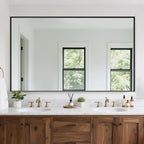 Suidia Bathroom Mirror, 60" x 36" Wall Mirror Metal Framed, Bathroom Vanity Mirror for Living Room Bedroom Bathroom Entryway, Black, Rect Corner Style