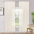 MYSKY HOME Burnt Orange Pom Pom Sheer Curtains for Bedroom Light Filtering White Sheer Curtains for Nursery Girls Kids Room Rod Pocket Voile Window Drapes Burnt Orange 52 x 84 inch 2 Panels