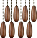 Decorative Extension 12 Inches Walnut Color Wooden Pull Chain Fan Pulls Set Ornaments for Ceiling Light Lamp Chain 8 Pcs (Bronze)