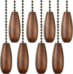 Decorative Extension 12 Inches Walnut Color Wooden Pull Chain Fan Pulls Set Ornaments for Ceiling Light Lamp Chain 8 Pcs (Bronze)