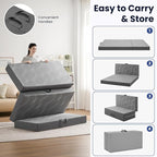 Foldable Mattress Single 6 inch -Portable Grey Memory Foam Folding Matress with Washable Cover for Camping Travel Guest Room Home Use-Non-Slip&Easy Storage