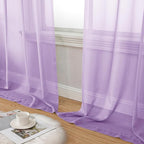 Aiyufeng Light Purple Sheer Curtain Panels Pair Sold 84 Inch Length, Light Filtering Window Curtain Drapes Treatment for Kitchen, Bedroom/Children Room, Voile Top Dual Rod Pocket, 40x84", Pack of 2