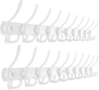 Dseap Coat Rack Wall Mount - 38” Long 10-Tri-Hooks Heavy Duty Coat Hanger Rail Wall Hooks for Hanging Coats Hats Clothing Clothes Purse Mudroom Entryway, White, Pack of 2