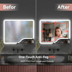 32"x 24" LED Bathroom Mirror with Shelf, 3 Colors Backlit Vanity Mirror with Lights, Wall-Mounted Bathroom Mirror with Lights, Smart Mirror with Anti-Fog, Stepless Dimmable, Memory (UL, ETL)