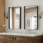 VooBang Bathroom Mirror 20x30 inch, Black Gorgeous Deep Frame Wall Mirror, Modern Round Corner Bathroom Vanity Mirror for Over Sink Hanging or Leaning Horizontal or Vertical, Black