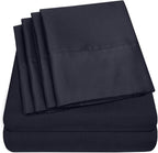 Sweet Home Collection 6 Piece 1500 Supreme Collection Brushed Microfiber Deep Pocket Sheet Set-2 Extra Pillow Cases, Great Value, Rv Short Queen, Navy