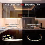 LED Strip Lights 32.8FT,Dimmable cob led Strip with Adapter and Remote,Superbright 24V led Tape,CRI90+,2700K Warm White led Strips,Indoor Perfect for Cabinet,Room,Kitchen,TV,Mirror