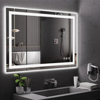 Koonmi 30x55 LED Bathroom Mirror, Backlit + Front Lit, LED Bathroom Mirror with Lights for Wall, 3 Colors, Anti-Fog, Dimmable Brightness, Tempered Glass
