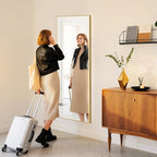DUMOS Wall-Mounted Full Length Mirror 21"x 65" for Bedroom, Full Body Floor Mirror with Stand, Hanging or Leaning for Wall, Gold