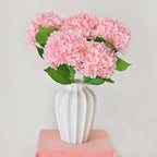 Real Touch Pink Hydrangea Artificial Flowers with Stems, Fake Silk Flowers for Outdoors, 3 Pcs Artificial Flowers for Home Decor Wedding Bouquets Centerpieces Vase