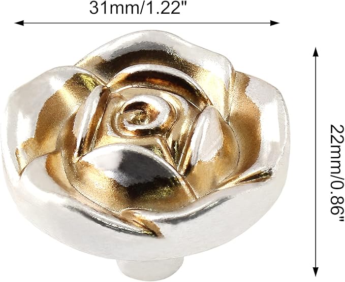 Uenhoy 5 Pcs Antique Silver Rose Drawer Knobs Vintage Dresser Knobs Zinc Alloy Rose Flower Cabinet Knobs for Dresser Vanity Nightstand Closet with Screws