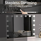 Hollywood Vanity Mirror with Lights, 23"x18" Lighted Makeup Mirror for Desk/Wall Mount with 15 Led Bulbs, 3 Lighting Modes for College Dorm, Bedroom & Dressing Room (White)