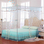 Canopy Bed Curtains Queen - 4 Corner Post Canopy for Bed, Bed Canopy for Adults, Bedroom Decor (Queen Size, Light Blue)