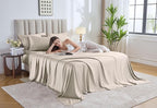 Pure Bamboo King Sheets, Genuine 100% Organic Viscose Derived from Bamboo Bed Sheet Set, Luxuriously Soft & Cooling, Double Stitching, Lifetime Quality Promise (King, Creme)
