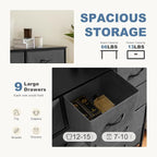 DUMOS Dresser for Bedroom, Dressers & Chests of Drawers Dresser Organizer, Wood Top Table Furniture with 9 Fabric Storage Tower Unit, Chest of Drawers for Closet, Living Room, Hallway, Porch