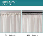 OWENIE Natural Linen Blend Sheer Curtains 72 inches Long 2 Panels Set for Bedroom, Light Filtering Farmhoues Door Curtain for Living Room Drapes, Each 40 W x 72 L