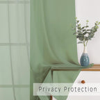 OWENIE Sage Green Sheer Curtains 72 Inches Long 2 Panels Set, Transparent Voile Sheer Curtain Rod Pocket Gauze Drapes for Living Room Bedroom Sliding Glass Door Treatment, 2 Pcs Each 42 x 72 Inch