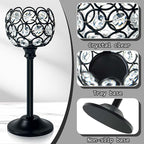 12pcs Bulk Crystal Candle Holders Set, 3 Sizes Tealight Candlestick Holders for Wedding Table Centerpiece, Fireplace Candelabra, Home Decor – Black (Kehail)