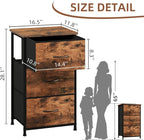 Somdot Dresser for Bedroom with 3 Drawers, Storage Organizer Chest of Drawers with Removable Fabric Bins for Closet Bedside Living Room Laundry Entryway Hallway, Wood Grain Print