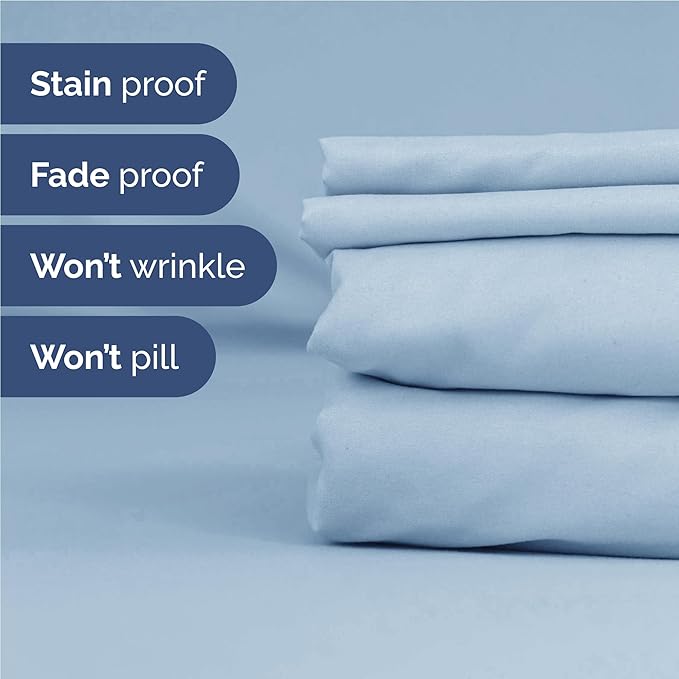 Twin XL 4 Piece Sheet Set - Comfy Breathable & Cooling - Ultra-Soft Hotel Luxury Bedding Set w/ 8-16 Inch Deep Pockets - 1 Flat & 1 Fitted Sheet & 2 Pillowcases - Wrinkle Free & Easy Care - Sky Blue