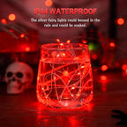 JMEXSUSS 4 Pack 50 LED Red Fairy Lights Battery Operated, 16.1ft Christmas Fairy Lights, Red String Lights for Bedroom Wedding Party Christmas Halloween Decorations