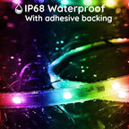 400ft Outdoor LED Strip Lights Waterproof,IP68 Outside Led Light Strips Waterproof with App and Remote,Music Sync RGB Exterior Led Rope Lights with Self Adhesive Back for Roof,Deck