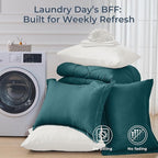 HEVUMYI Queen Comforter Set - 7-Piece All Season Bed in a Bag Queen, Ultra Soft Bedding Set with Comforter, Flat Sheet, Fitted Sheet, Pillowcases, Pillow Shams, Peacock Blue & Ivory
