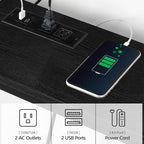 78.7" Console Table with Power Outlet, Narrow Sofa Table, Industrial Entryway Table with USB Ports, Behind Couch for Entryway, Hallway, Foyer, Living Room, Black CTBK20E01