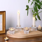 12pcs Clear Taper Candle Holders, Glass Candlestick Holders, Tea Light Candle Holder for Fall Wedding Centerpieces Table Decorations, Votive Candle Holders for Table Decor