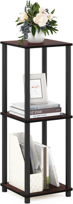 Furinno Turn-N-Tube End Table Corner Shelves, Set of 2, Dark Cherry/Black