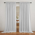 RYB HOME Wide Curtains Flax Linen Woven Drapes, Light Filtering Privacy UV Protected Heavy Duty Window Blinds Voile for Backdrop, Wedding, Villa, Sliding Door, W 70" x L 108", 2 Panels, Dove Grey