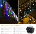 Christmas Snowflake Icicle Lights - Connectable 40ft 360 LEDs Multicolor/Warm White 20 Color Changing Waterproof Outdoor LED Christmas Lights With RF Control for House Curtain, Eaves, Xmas Decorations