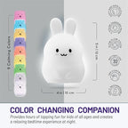 Lumipets Junior Bunny Night Light, Soft Silicone Material, 8 Soothing Colors, Cordless, Easy Control, Portable