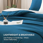 Litanika Teal Comforter Full Size, 3 Pieces Turquoise Lightweight Solid Bedding Comforter Set, All Season Fluffy Bed Set (79x90In Comforter & 2 Pillowcases)
