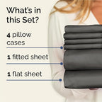 King 6 Piece Sheet Set - Comfy Breathable & Cooling - Ultra Soft Hotel Luxury Bedding Set w/ 8-16 Inch Deep Pockets - 1 Flat & 1 Fitted Sheet & 4 Pillowcases - Wrinkle Free and Easy Care - Charcoal