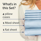 Queen 6 Piece Sheet Set - Comfy Breathable & Cooling - Ultra-Soft Hotel Luxury Bedding Set with 8-16 Inch Deep Pockets - 1 Flat & 1 Fitted Sheet & 4 Pillowcases - Wrinkle Free & Easy Care - Sky Blue