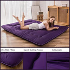 MAXYOYO Japanese Floor Mattress Futon Mattress, Thicken Sleeping Pad Foldable Roll Up Floor Futon for Adults Tatami Mat Dormitory Bed Lounger, Purple, Full Size