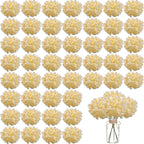 100PCS Artificial Hydrangea Flowers, Fake Flowers Silk Hydrangea Full Flowers Heads with Stems for Wedding Home Party Shop Baby Shower Decor (Light Champagne)