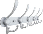 Dseap Coat Rack Wall Mounted - 5 Tri Hooks, Heavy Duty, Stainless Steel, Metal Coat Hook Rail for Coat Hat Towel Purse Robes Mudroom Bathroom Entryway, Silver