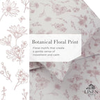 Linen Home 100% Cotton Printed Percale Sheets King Size, Deep Pocket, 4 Pieces Set - 1 Flat, 1 Deep Pocket Fitted Sheet and 2 Pillowcases, Crisp Cool and Strong Bed Linen, Mauve Botanical Floral