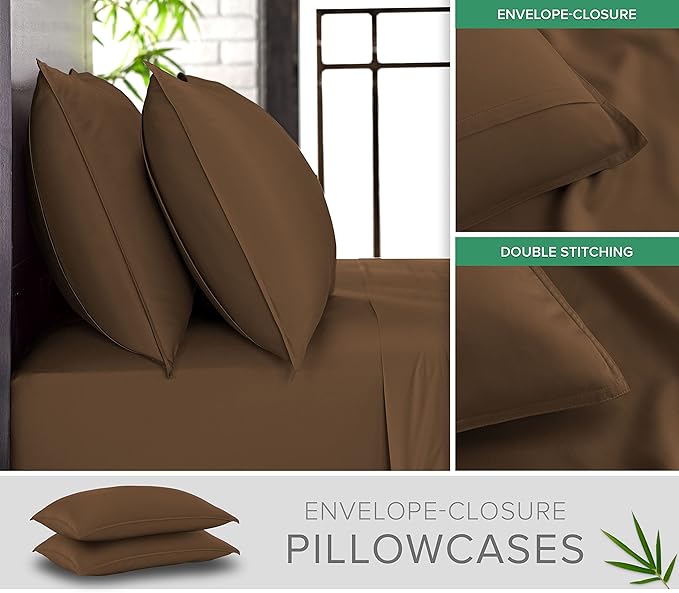 Twin Sheets by Pure Bamboo, Genuine 100% Organic Viscose Derived from Bamboo Bed Sheet Set, Luxuriously Soft & Cooling, Double Stitching, Lifetime Quality Promise (Twin, Coconut Husk)