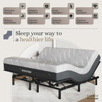 Sven and Son Essential Adjustable Bed Base (Frame) + 12 inch Memory Foam Matt (Medium), Easy Assembly, Head and Foot Lift, Memory Positions, Zero Gravity, Wireless Remote - King