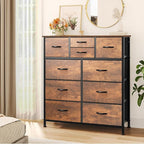 YITAHOME Dresser with 9 Drawers - Fabric Storage Tower, Organizer Unit for Bedroom, Living Room, Hallway, Closets - Sturdy Steel Frame, Wooden Top & Easy Pull Fabric Bins (Dark Grey)
