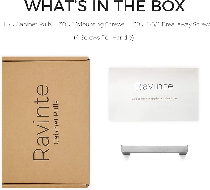 Ravinte 10 Pack 3-3/4 Inch Kitchen Square Cabinet Handles Satin Nickel Pulls Brushed Nickel Kitchen Cabinet Hardware Handles for Cupboard Drawer Pulls