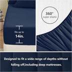 CozyLux Queen Comforter Set Navy Blue, 7 Pieces Bed in a Bag, Blue Comforter Queen Size, All Season Bedding Sets with Stitch Quilted Comforter, Flat Sheet, Fitted Sheet, Pillowcases