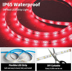 iNextStation Red LED Strip Light, 16.4ft 5M 2835 SMD 300 LEDs 12V Flexible Cuttable LED Tape Light for Bedroom Kitchen Cabinet Wardrobe TV (Power Adapter Included)