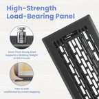 4x14 Inches Heavy Duty Walkable Floor Register - Easy Adjust Air Supply Lever Decorative Floor Vent Covers, Boston Design Vent Covers for Home - Matte Black