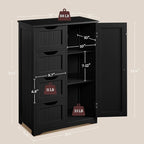 Yaheetech Wooden Bathroom Floor/Side Storage Organizer Cabinet with 4 Drawers and 1 Cupboard, Freestanding Entryway Storage Unit Console Table for Home Decor