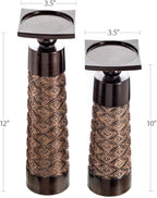 Creative Scents Dublin Brown Pillar Candle Holder Set of 2 - Home Decor Aesthetic, Coffee Table Decor Mantel Centerpieces Table Decorations, Living Room Decor or Dining Tabletop Decor -Gift Packaged-