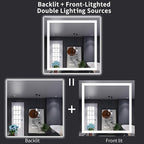 LOAAO 38"X38" LED Bathroom Mirror with Lights, Anti-Fog, Dimmable, Backlit + Front Lit, Lighted Bathroom Vanity Mirror for Wall, Memory Function, Tempered Glass, Shatter-Proof, ETL Listed
